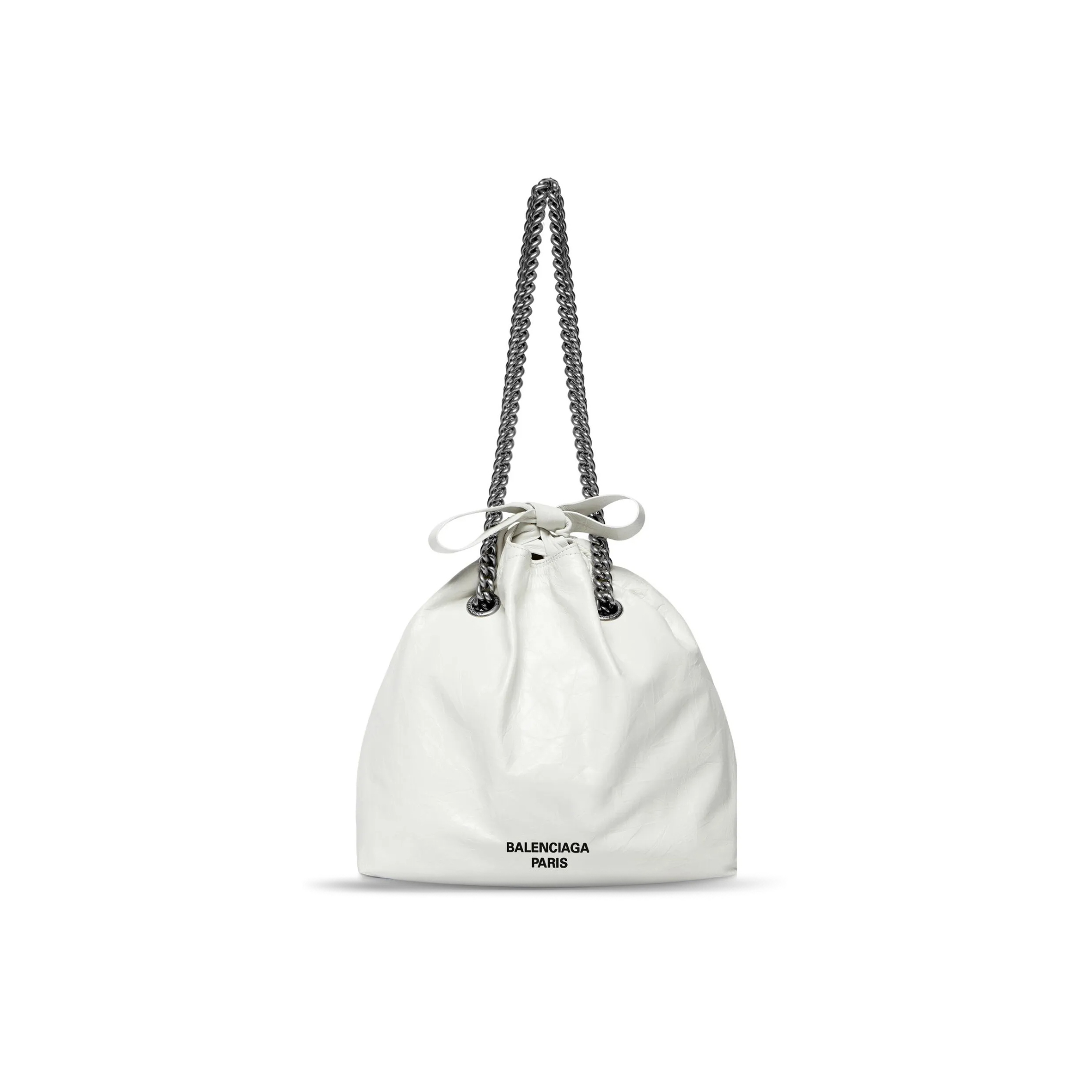 BALENCIAGA WOMEN'S CRUSH TOTE BAG SMALL IN WHITE 742942210IU9001 (25.9*23.9*9.9cm)